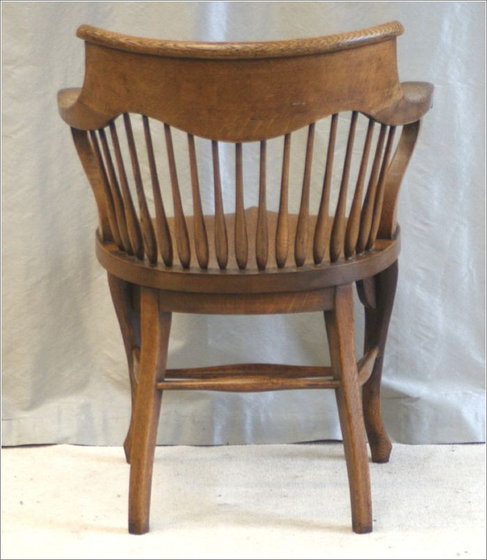 9055 Antique Oak Desk Chair by Shoolbred London (3)